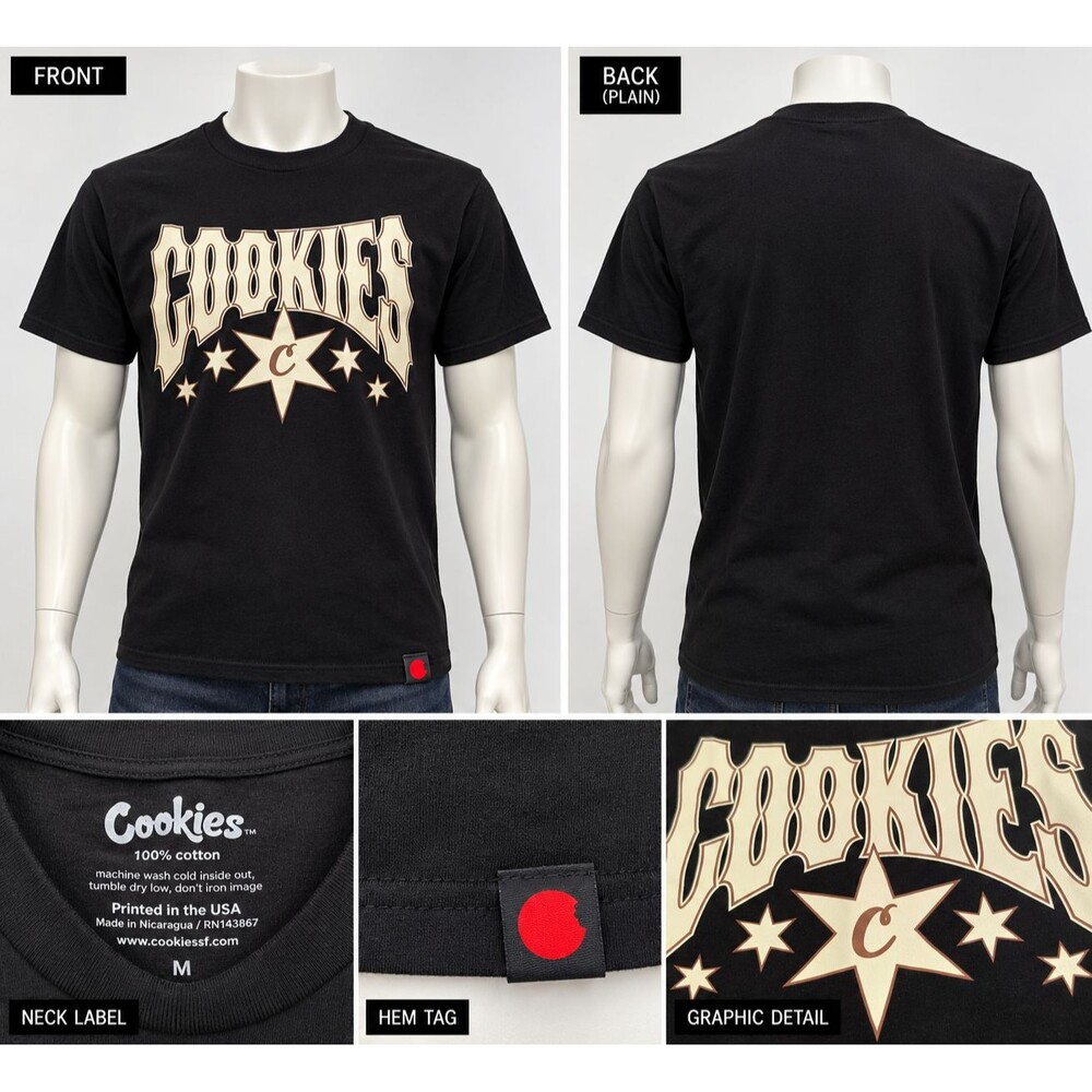 Cookies Clothing Mens Medium Black Graphic T Shirt Streetwear Logo New